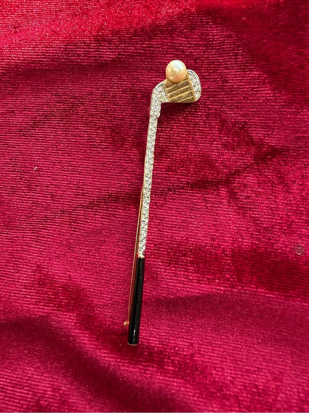 Vintage Carolee Clear Pave' Crystal Golf Club Brooch